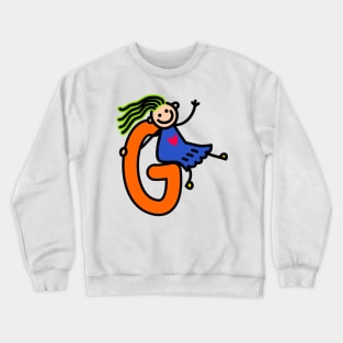 Letter G for girls alphabet Kids Colorful Cartoon Character Crewneck Sweatshirt